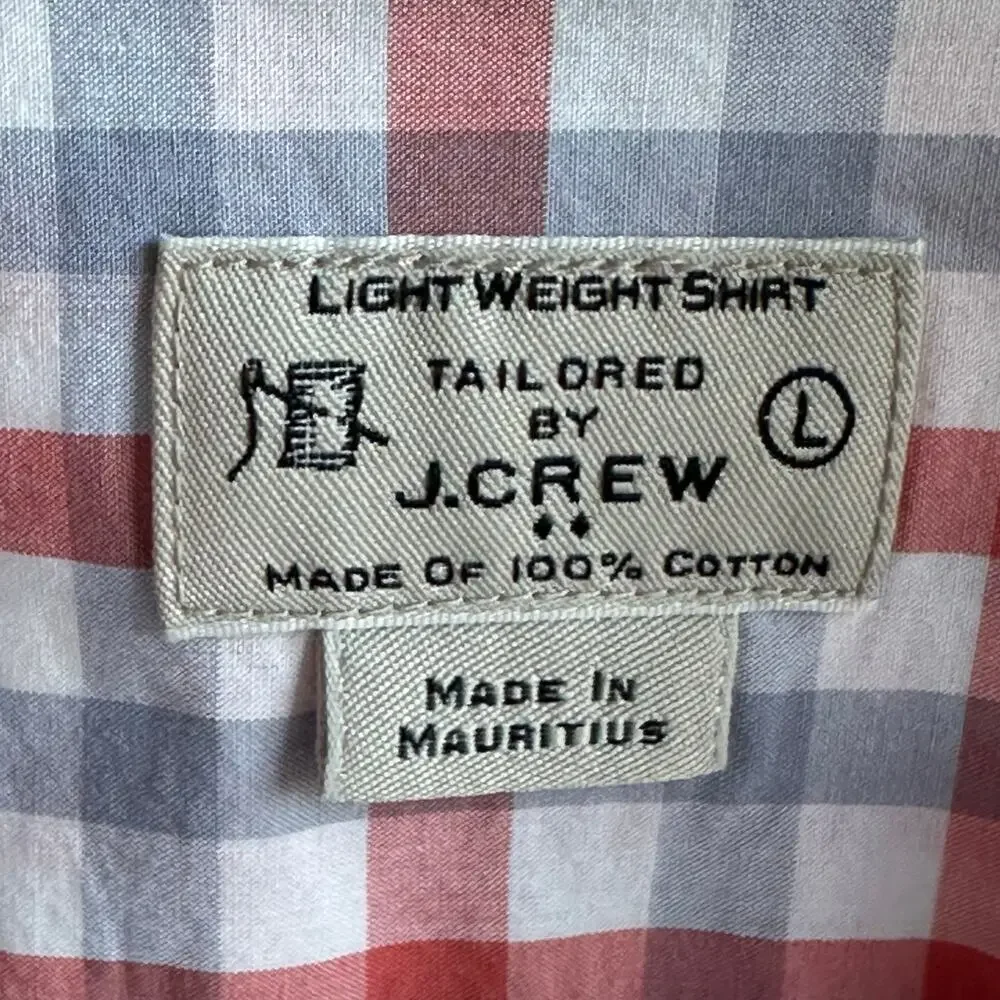 J Crew Classic Flex Casual Shirt White Red Roadmap Gingham